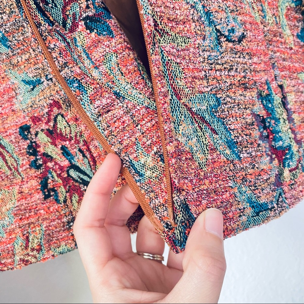 Coldwater Creek XS Floral Tapestry Mock Neck Open Front Cottagecore Jacket - Picture 6 of 7